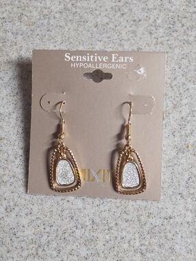 Mixit Gold and Silver Dangle Earrings with Sparkle Accents
